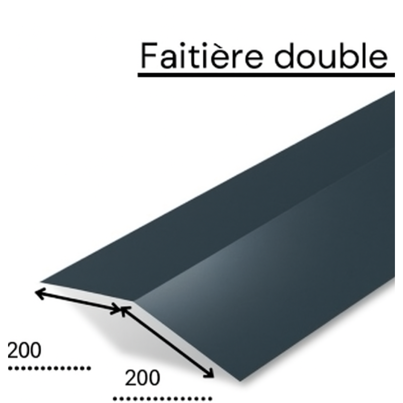 Faitière double RAL 7016 pour tôle imitation tuile – 2m Faitière double RAL 7016 pour tôle imitation tuile – 2m