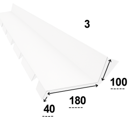 Faîtière remontée contre mur Bac Acier Blanc 9010 – 2 m