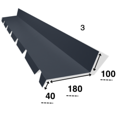 Faîtière remontée contre mur Bac Acier gris 7016 rouge 8004 – 2 m