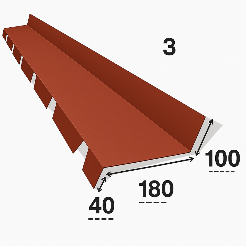 Faîtière remontée contre mur Bac Acier gris 7016 rouge 8004 – 2 m Faîtière remontée contre mur Bac Acier gris 7016 rouge 8004 – 2 m