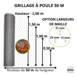 Grillage triple torsion galvanisé 50 m – poulailler & volière | Cloture Métal