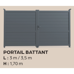 Portail alu Magnolia battant – 3m ou 3,5m – Gris 1,70m