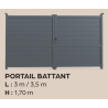 Portail alu Magnolia battant – 3m ou 3,5m – Gris 1,70m