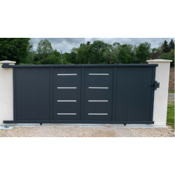 Portail Coulissant Aluminium Lorient Gris 7016 | 3m50 ou 4m00 x 1m70