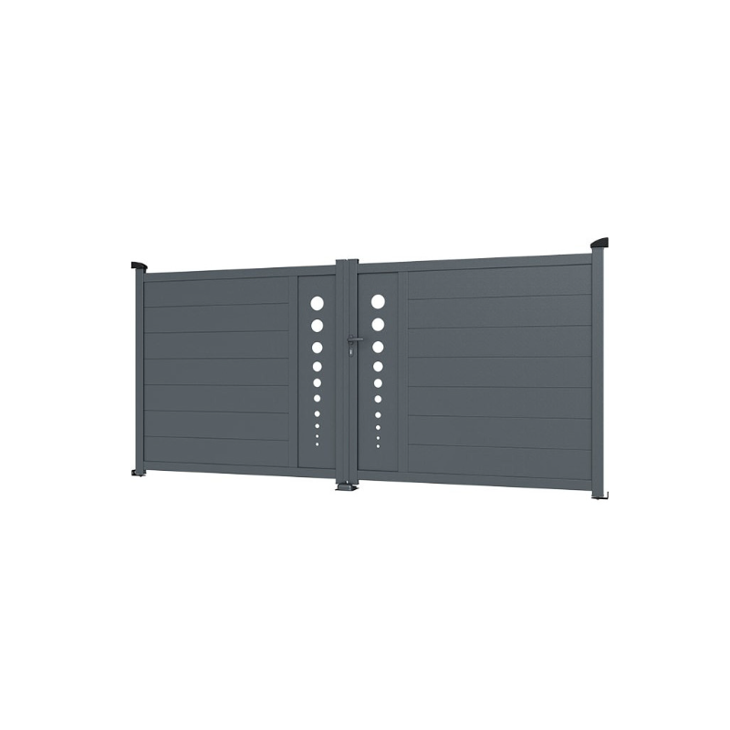 Portail Battant Aluminium Ornella Gris 7016 | 3m00 x 1m60