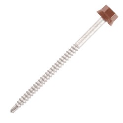 Vis pour fixation Bac Acier 6.3 x 100 Rouge 8012 pour support bois /100 pièces