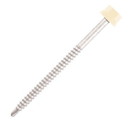 Vis pour fixation Bac Acier 6.3x100 Blanc 9010 pour support bois /100 pièces