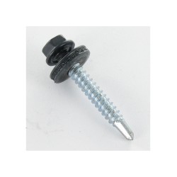 Vis pour fixation tôle imitation tuile 4.8X38 avec Rondelle d'étanchéité Gris 7016 pour support bois/100 pièces