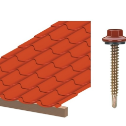 Vis pour fixation tôle imitation tuile 4.8X38 avec Rondelle d'étanchéité rouge 8004 pour support bois/100 pièces