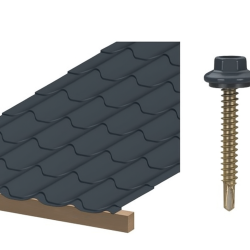 Vis pour fixation tôle imitation tuile 4.8X38 avec Rondelle d'étanchéité Gris 7016 pour support bois/100 pièces