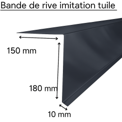 Bande de rive imitation tuile RAL 7016 – acier 2m