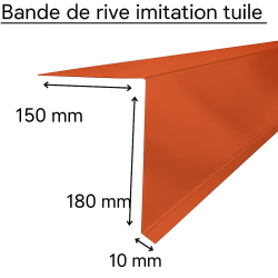 Bande de rive imitation tuile RAL 8004 – acier 2m