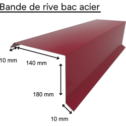Bande de rive acier RAL 8012 – toiture bac acier 2m