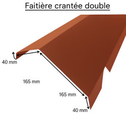 Faitière acier crantée double RAL 8012 – 2m bac acier
