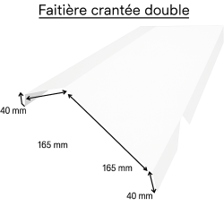 Faitière acier crantée double RAL 9010 – 2m bac acier